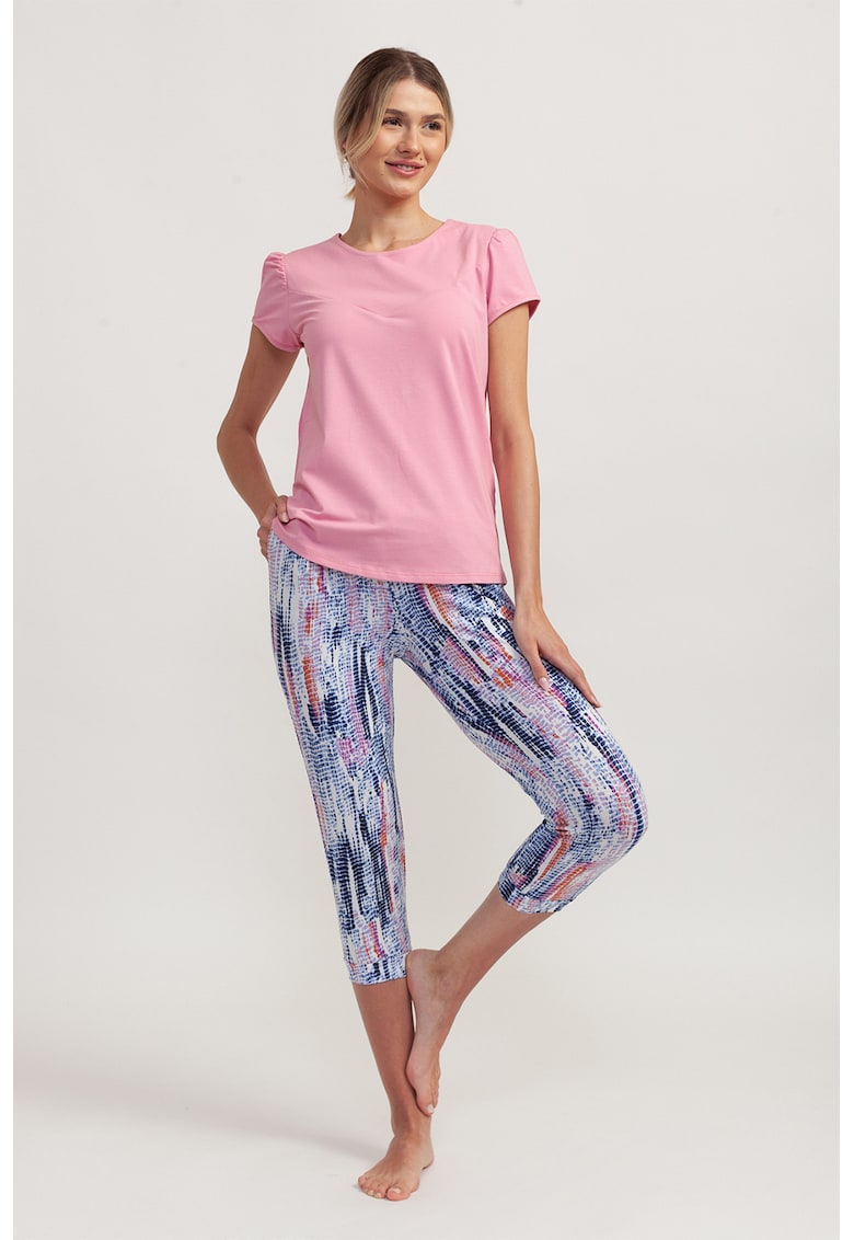 Pijama cu imprimeu si pantaloni 3/4 karla