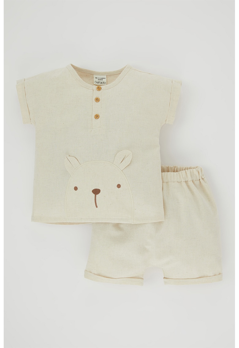 Set de pantaloni scurti si tricou din amestec de in