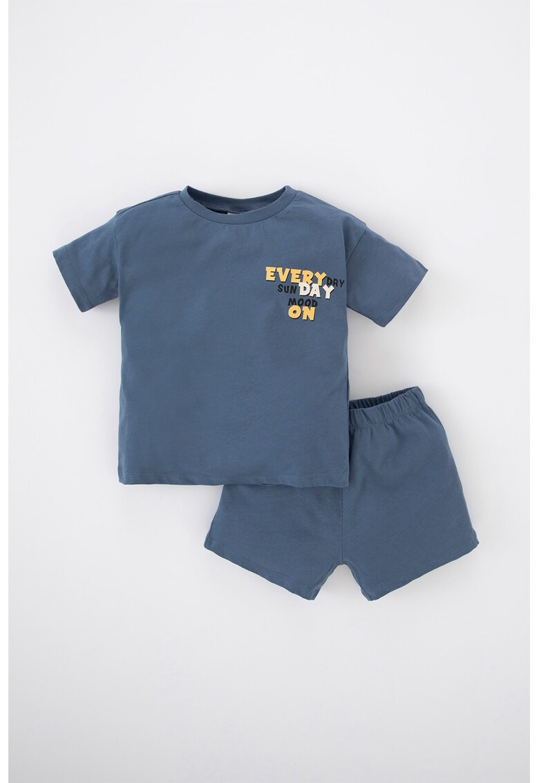 Pijama cu pantaloni scurti si imprimeu text