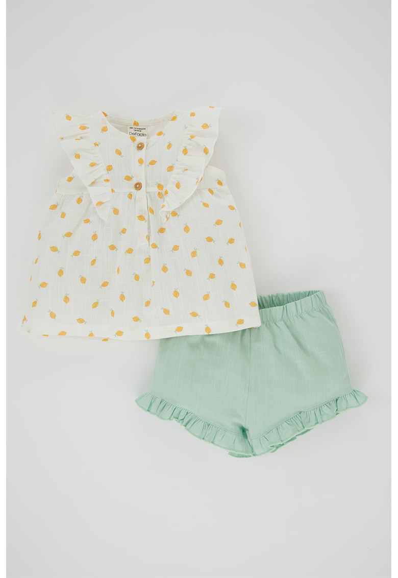 Set de top de bumbac si pantaloni scurti