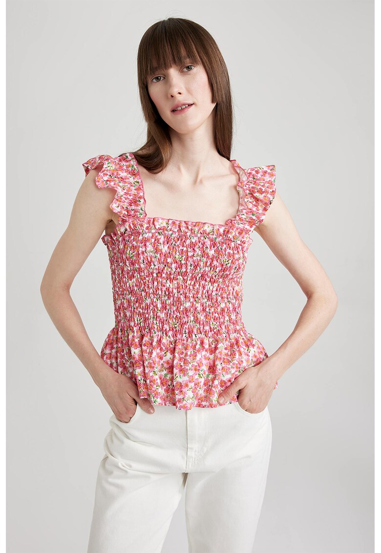 Bluza cu imprimeu floral si terminatie evazata
