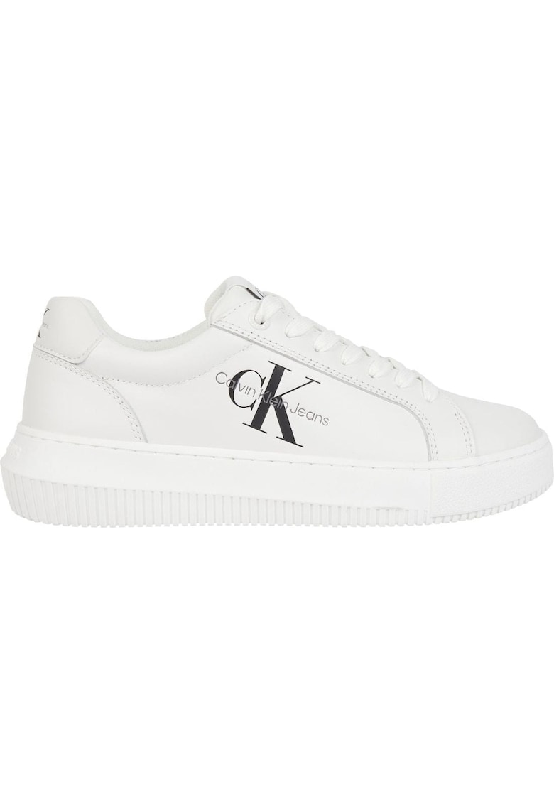Pantofi sport din piele cu logo - Alb