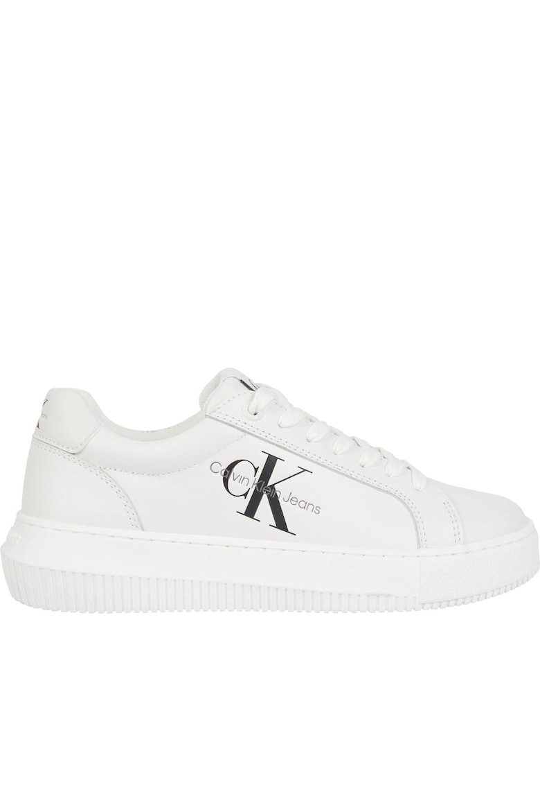 Pantofi sport din piele cu logo - Alb