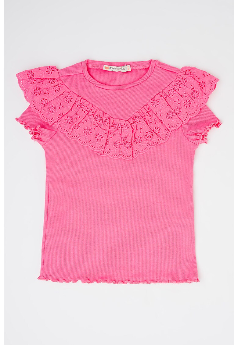 Tricou de bumbac cu broderii