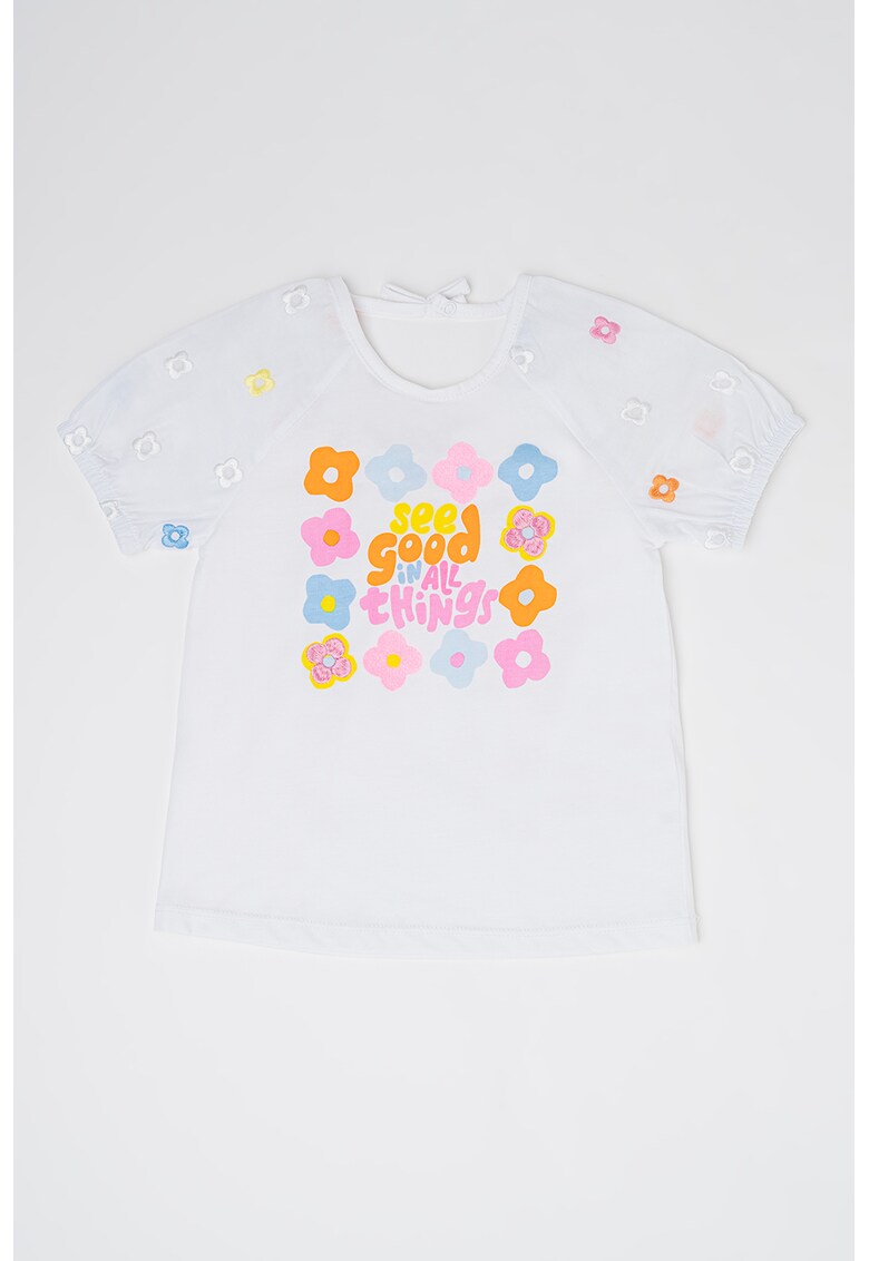Tricou cu imprimeu si maneci raglan