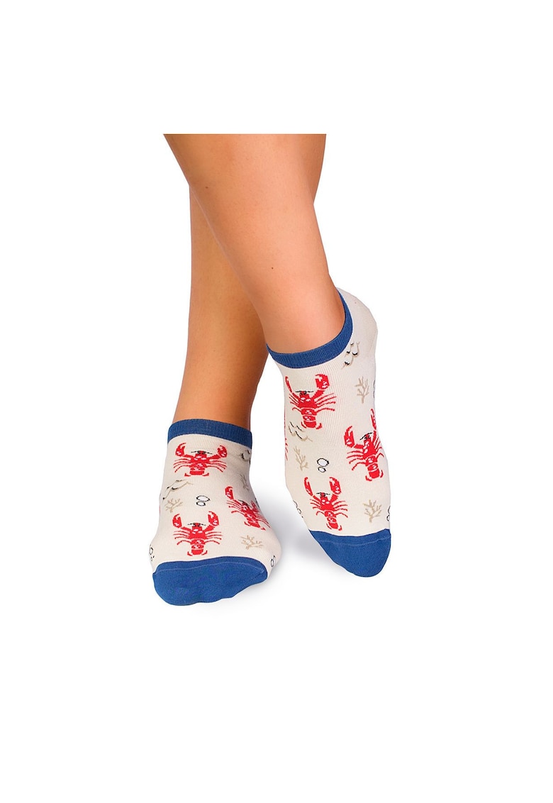 Sosete scurte bumbac Fine Cotton Sealife Homar Ecru