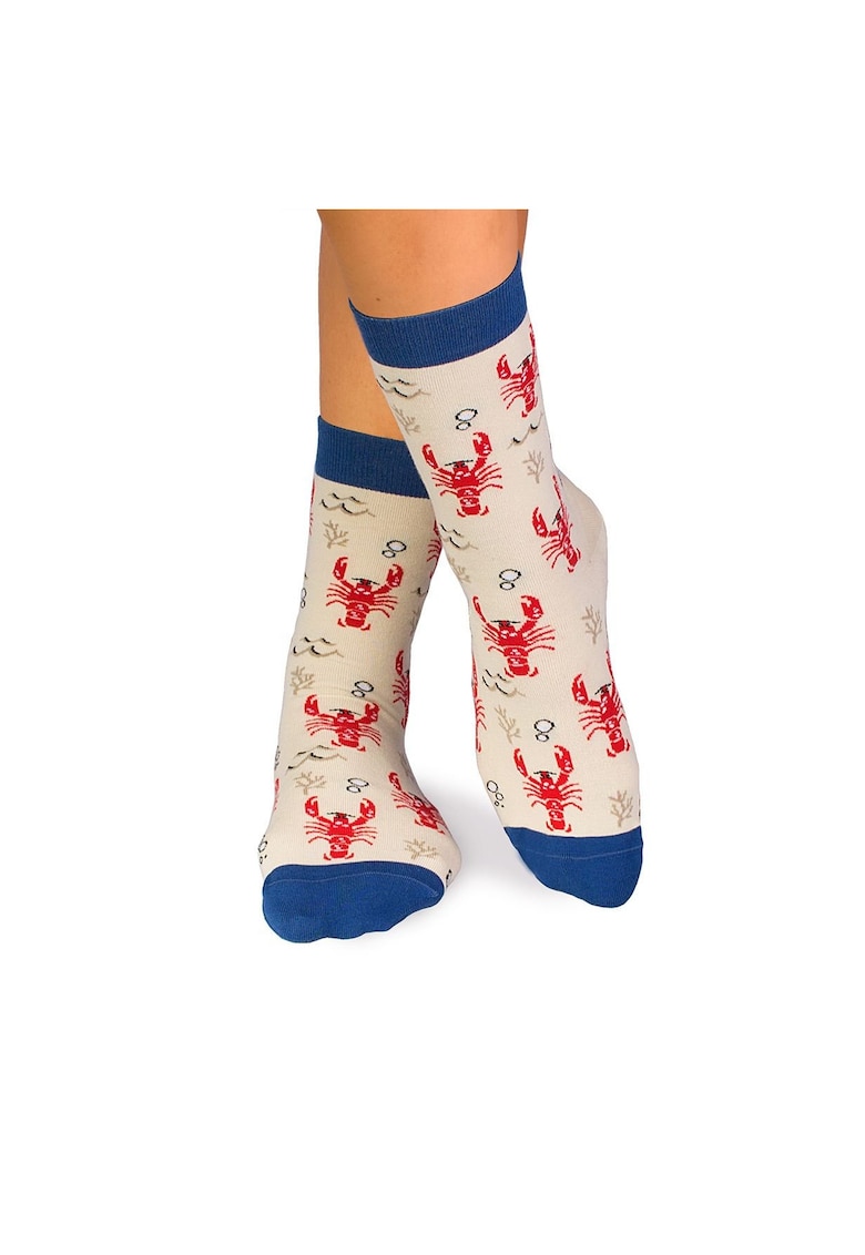 Sosete bumbac Fine Cotton Sealife Homar Ecru