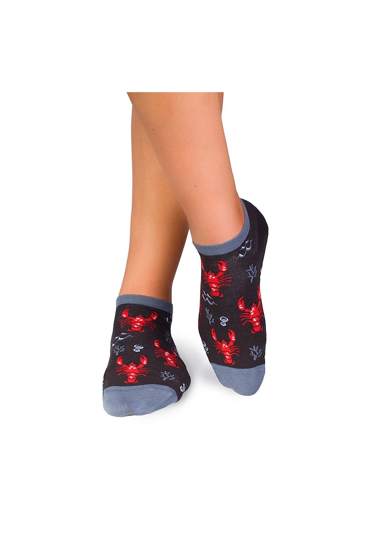 Sosete scurte bumbac Fine Cotton Sealife Homar Antracit