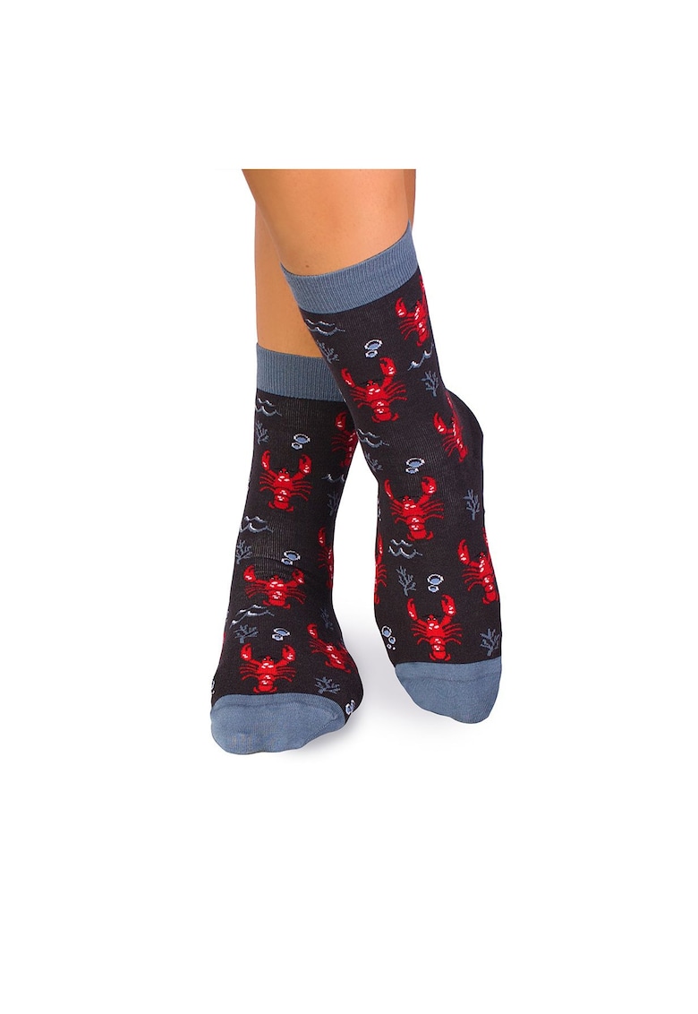 Sosete bumbac - Fine Cotton Sealife Homar Antracit