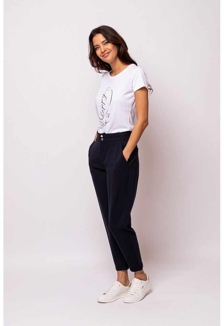 Tricou din amestec de modal cu text Merry