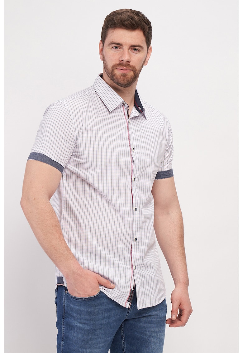 Camasa din bumbac cu maneci scurte - Alb