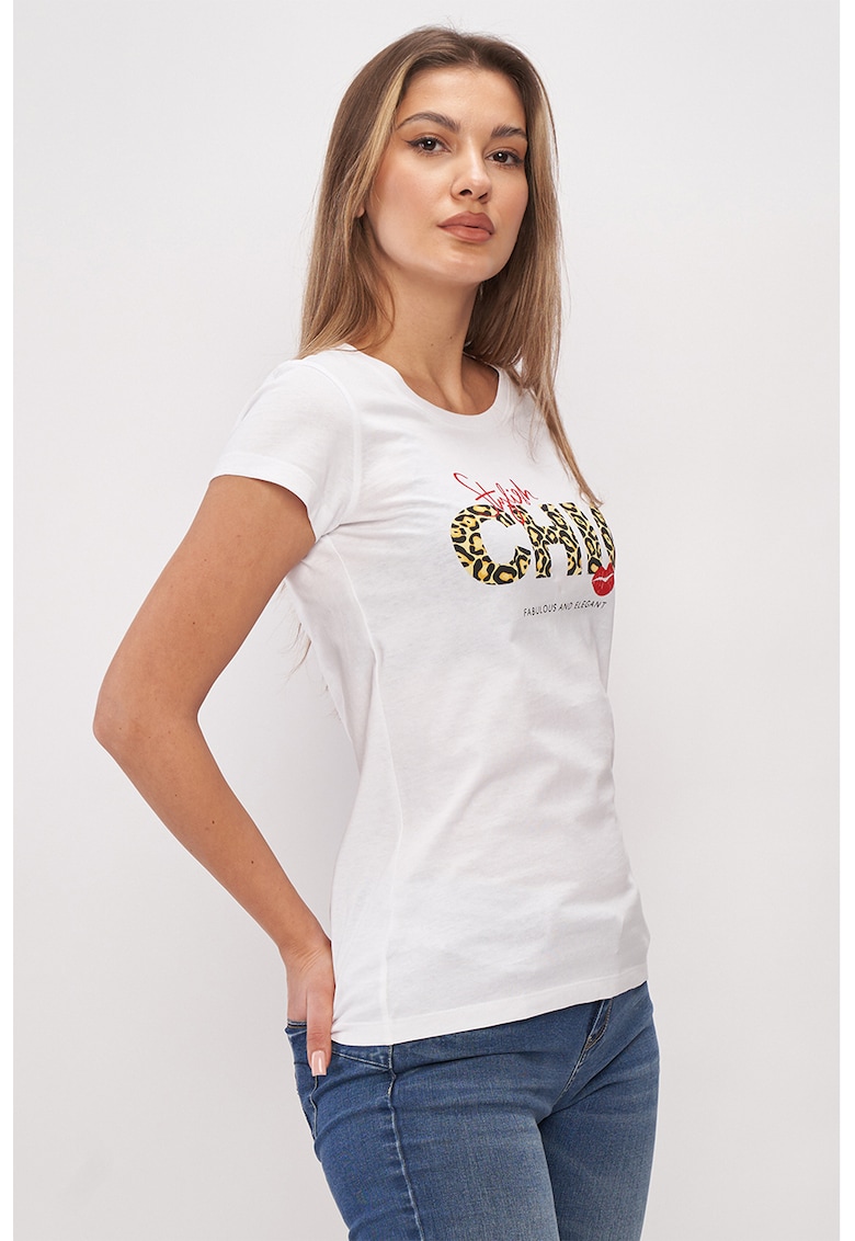 Tricou din bumbac cu imprimeu text
