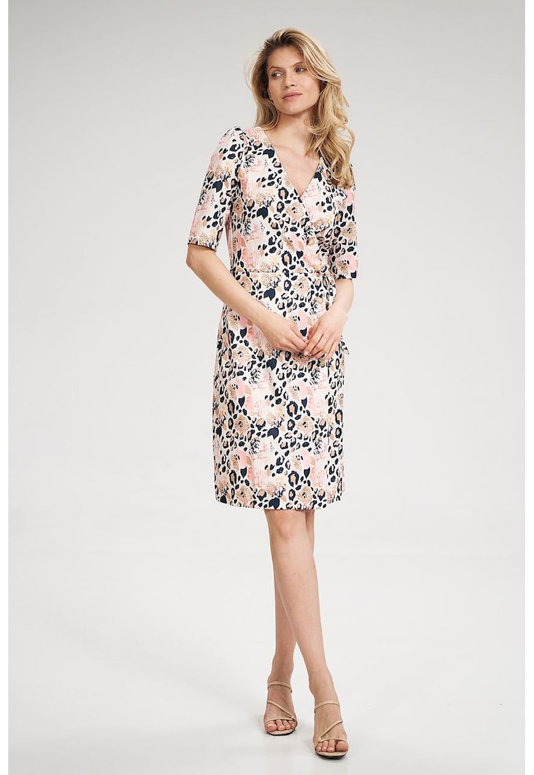 Rochie casual cu imprimeu leopard -  Poliester - Multicolor -