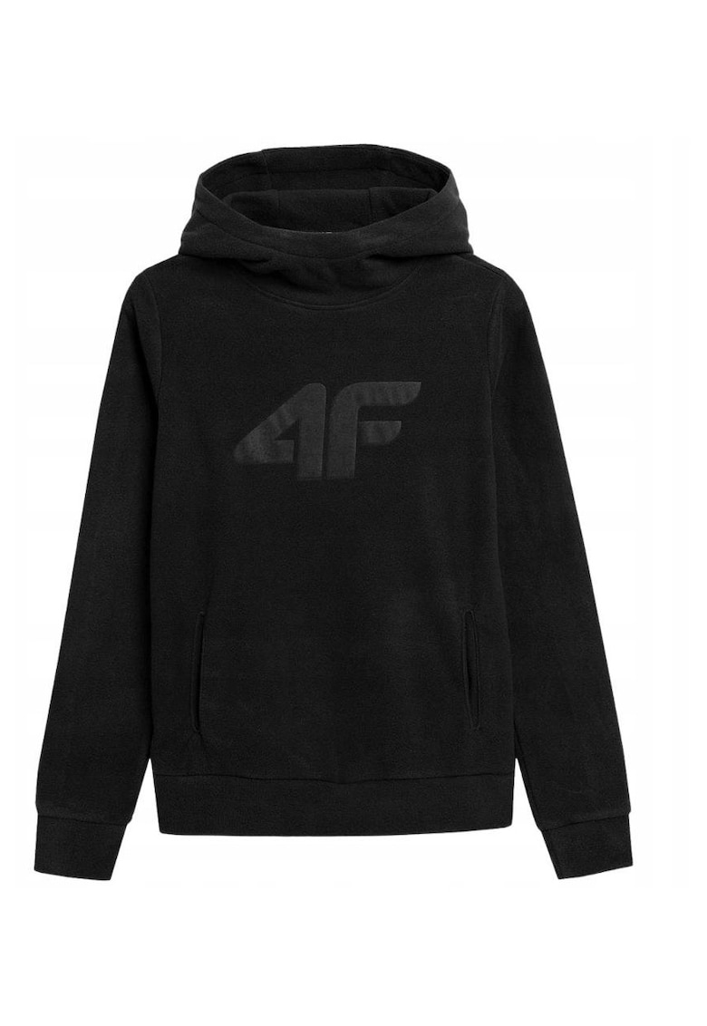 Hanorac fleece cu gluga - Poliester - Negru -