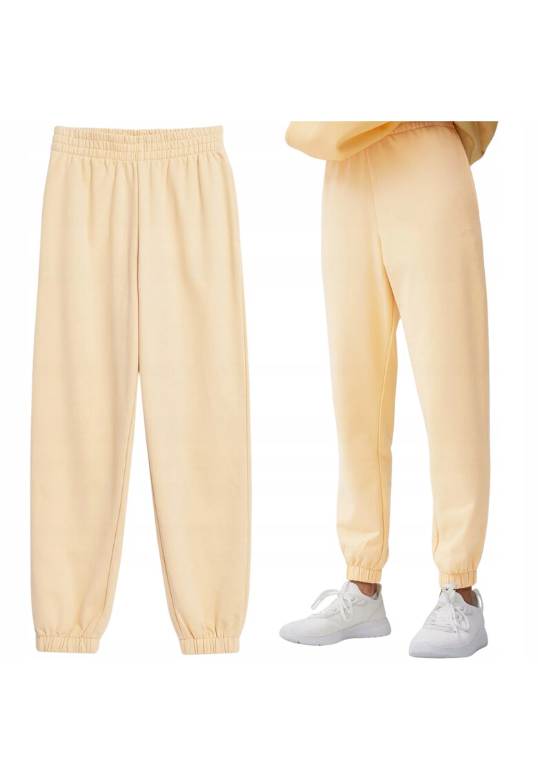 Pantaloni sport dama - Bumbac/Poliester - Galben deschis -