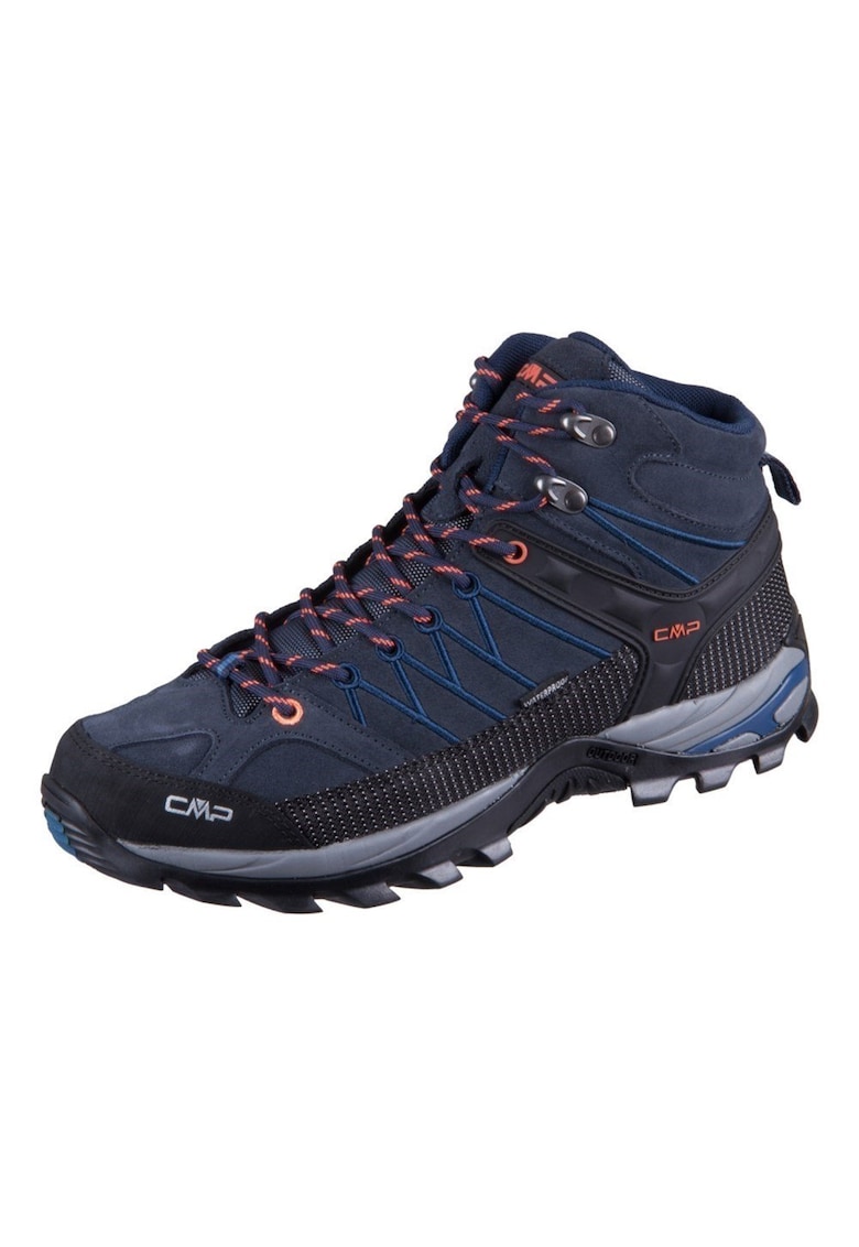 Bocanci trekking pentru barbati - Rigel Mid WP - Piele intoarsa - Bleumarin/Negru