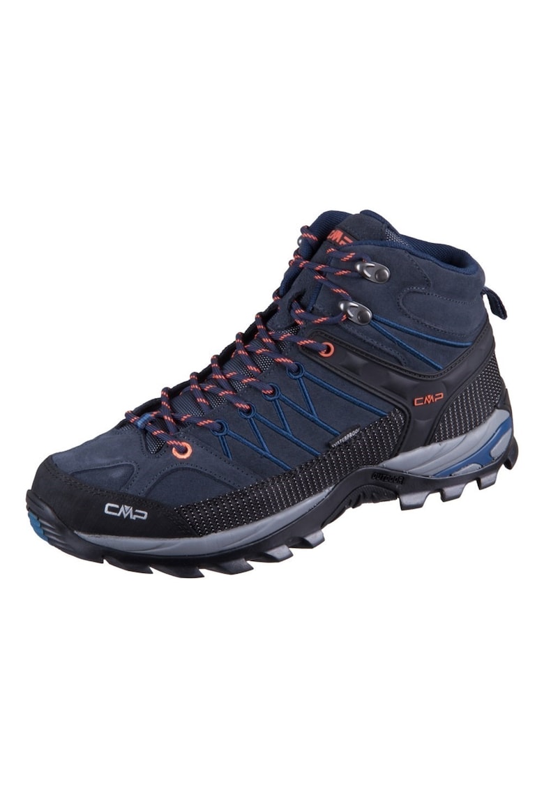 Bocanci trekking pentru barbati - Rigel Mid WP - Piele intoarsa - Bleumarin/Negru