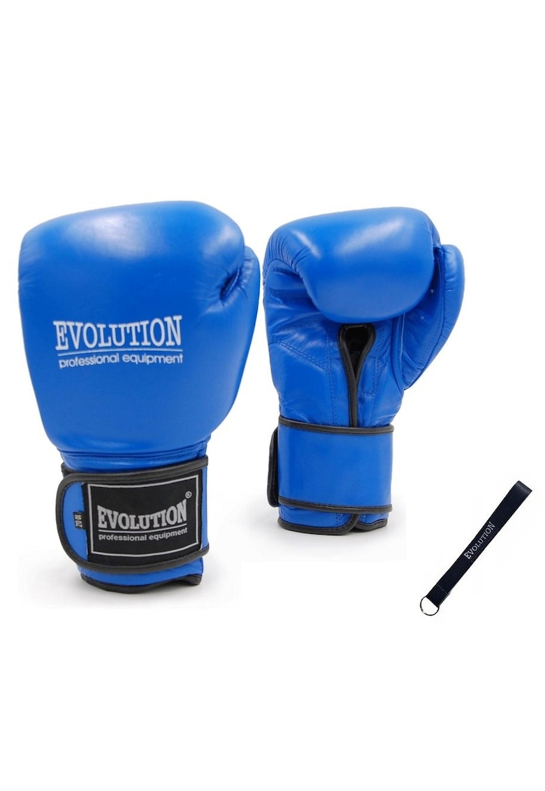 Set manusi de box - Piele naturala - Negru/Albastru