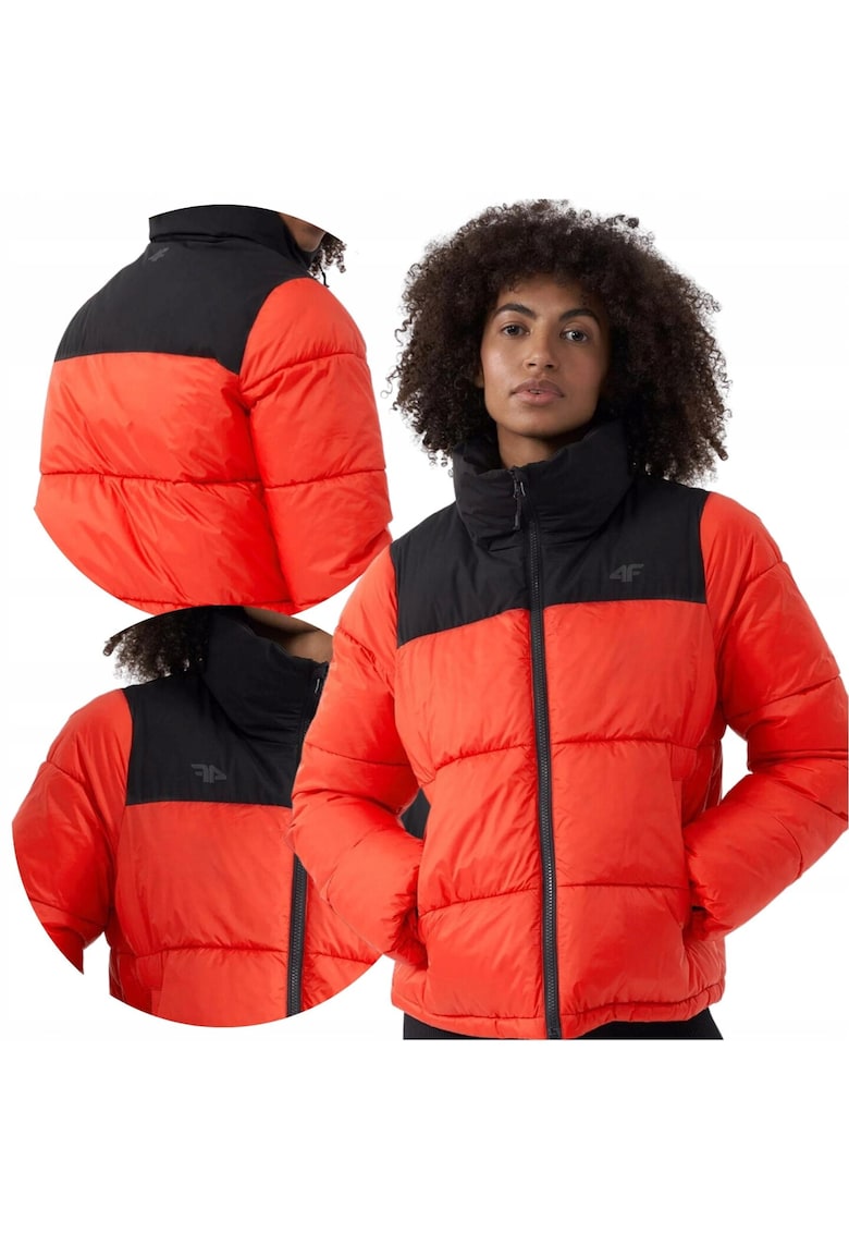 Geaca matlasata de dama - Poliester - Rosu/Negru -