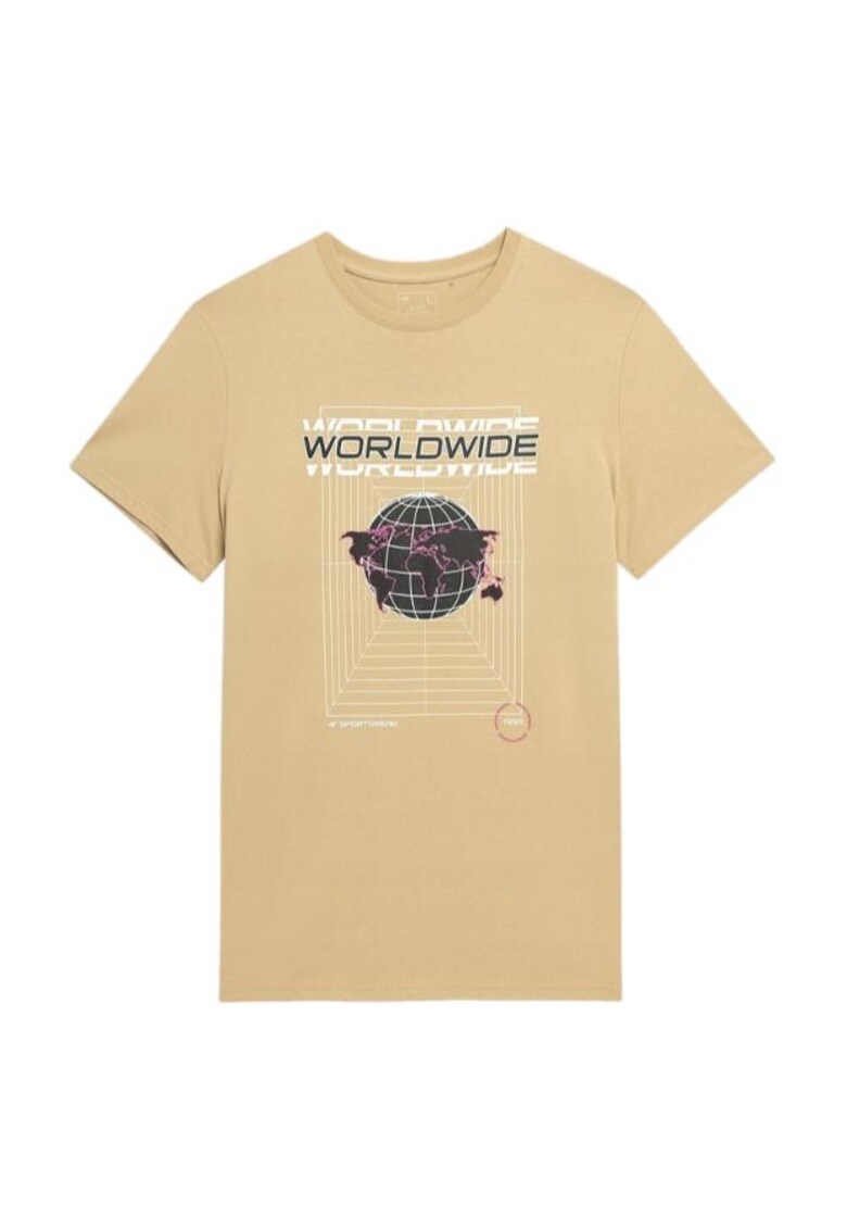 Tricou barbati - Bumbac - Maro - Maro deschis