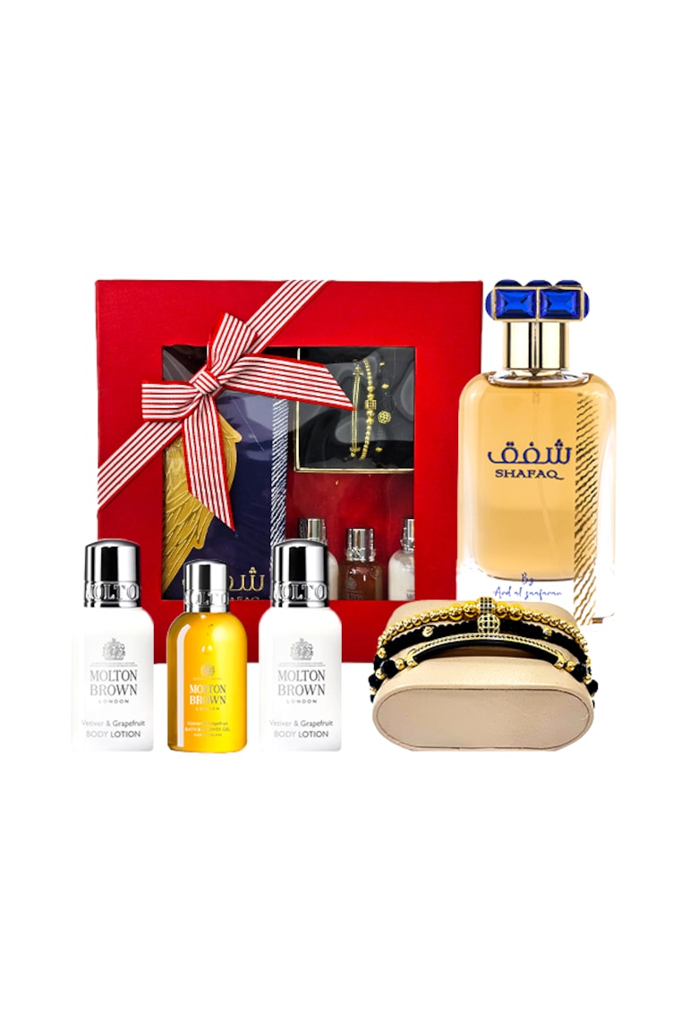 Set Ocean Odyssey - Apa de Parfum Lattafa Bade'e Al Oud Amet - 100 ml - Set 3 bratari din otel inoxidabil - onix si zirconiu - Gel de Dus Molton Brown Vetiver & Grapefruit Bath - 30 ml - 2 x Lotiune de corp Molton Brown Vetiver & Grapefruit - 50 ml