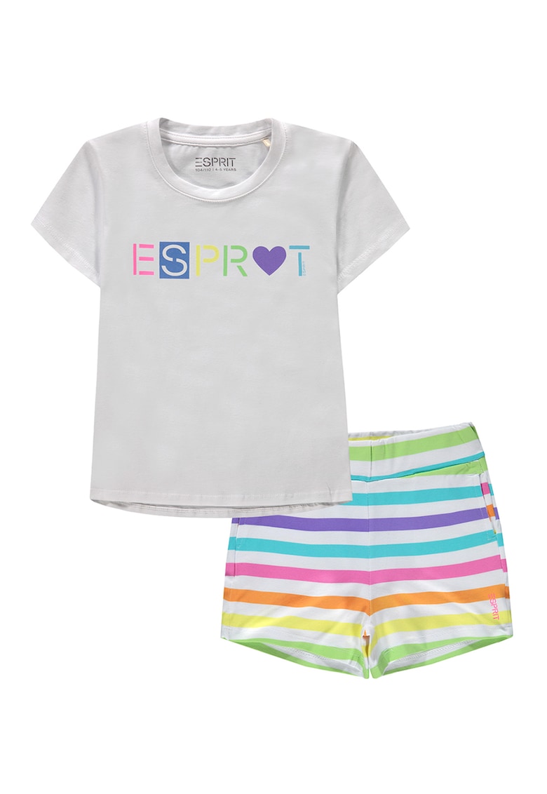 Set de tricou cu imprimeu logo si pantaloni scurti