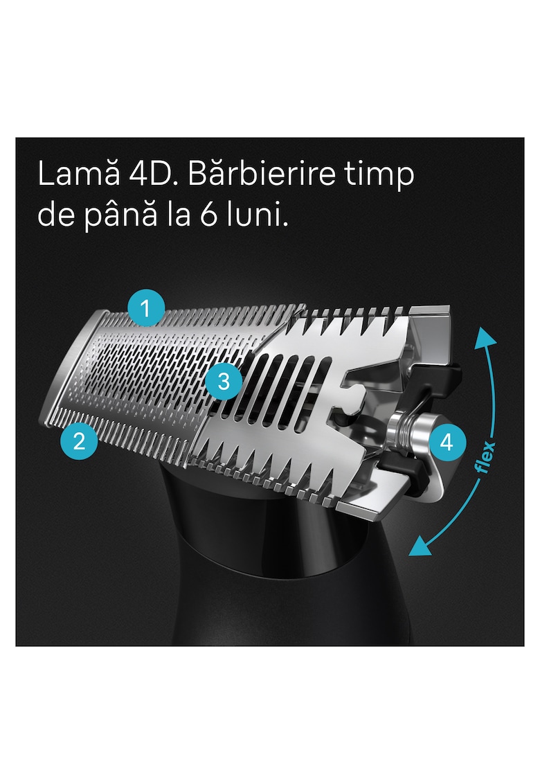 Aparat hibrid de barbierit si tuns barba series x xt5300 wet&dry - lama 4d - 6 piepteni - 1 capac de protectie - autonomie 45 minute - husa -suport de incarcare - negru