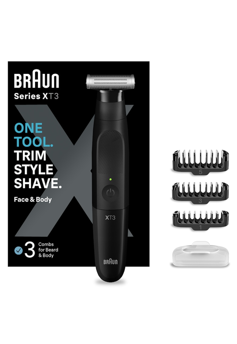 Aparat hibrid de barbierit si tuns pentru barbati Series X XT3100 Wet&Dry - lama 4D - 3 piepteni - 1 capac - husa - Negru