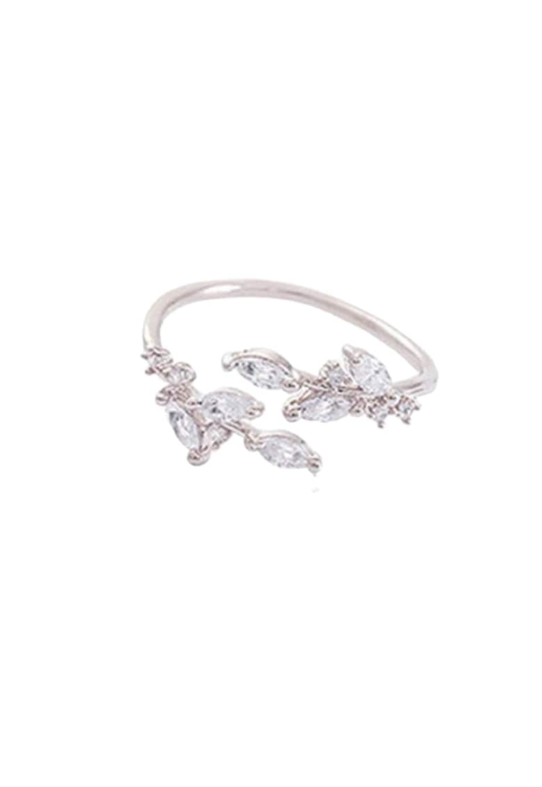 Inel argintiu - reglabil - cu frunzulite si pietre din zirconiu - Carmencita C4 -