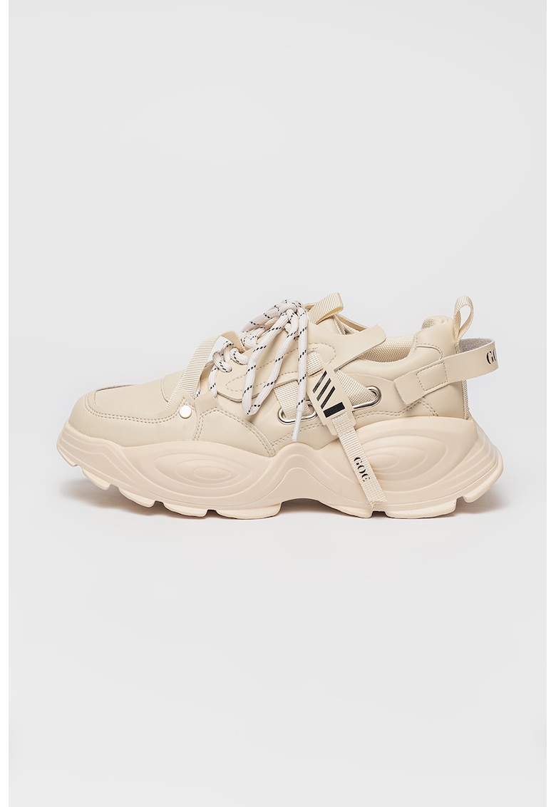 Pantofi sport de piele cu aspect masiv - Bej