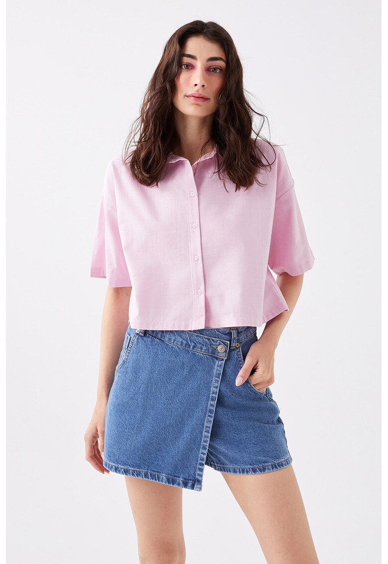 Camasa crop cu maneci cazute