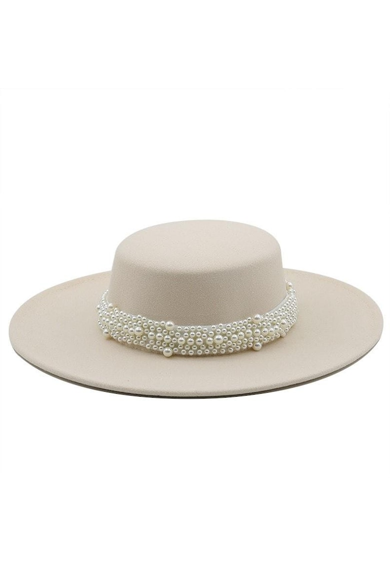 Palarie dama - stil canotiera - cu bor lat - Celeste Palarie dama - stil canotiera - cu bor lat - Celeste