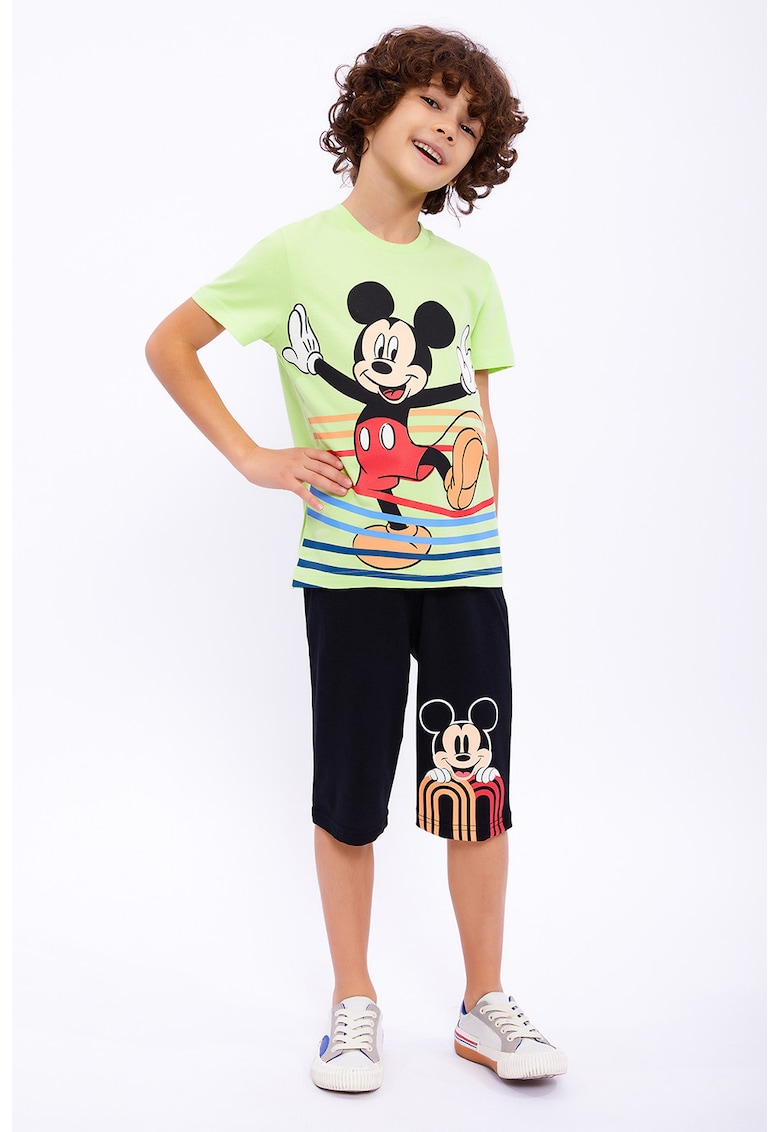 Set de tricou cu imprimeu si pantaloni scurti - 2 piese - Rosu/Negru/Verde lime