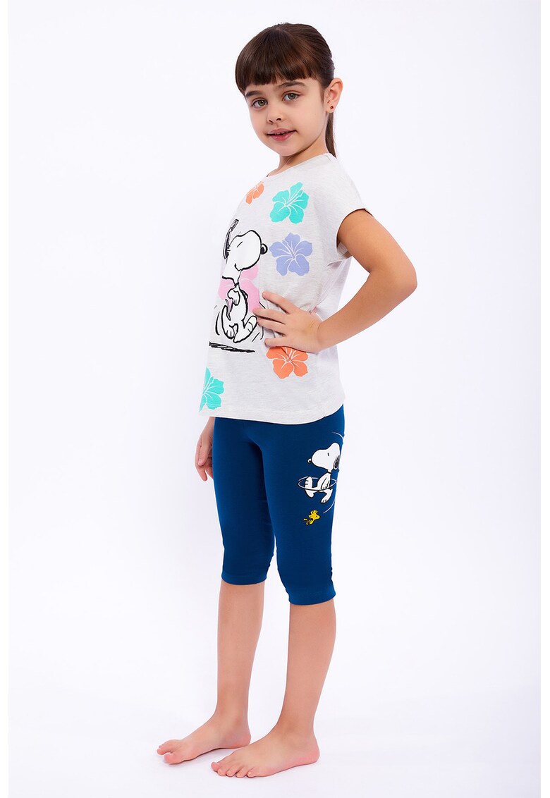 Set de tricou si colanti cu imprimeu snoopy