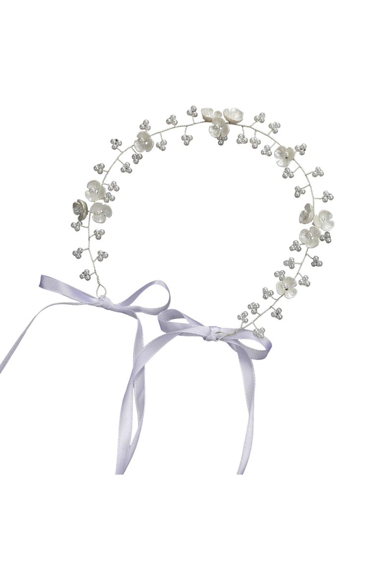 Accesoriu de par - argintiu - cu flori si perlute - Charissa C28 - Accesoriu de par - argintiu - cu flori si perlute - Charissa C28 -