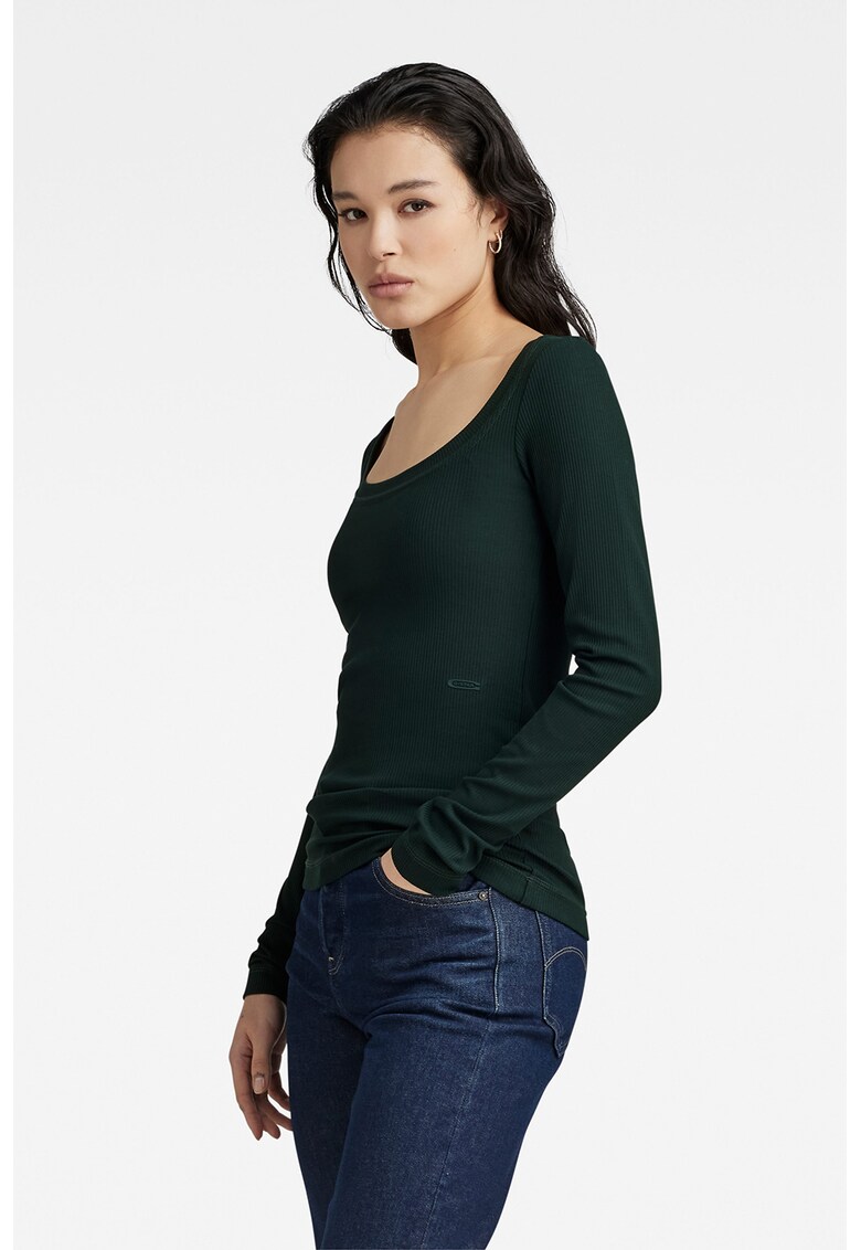 Bluza slim fit cu decolteu adanc
