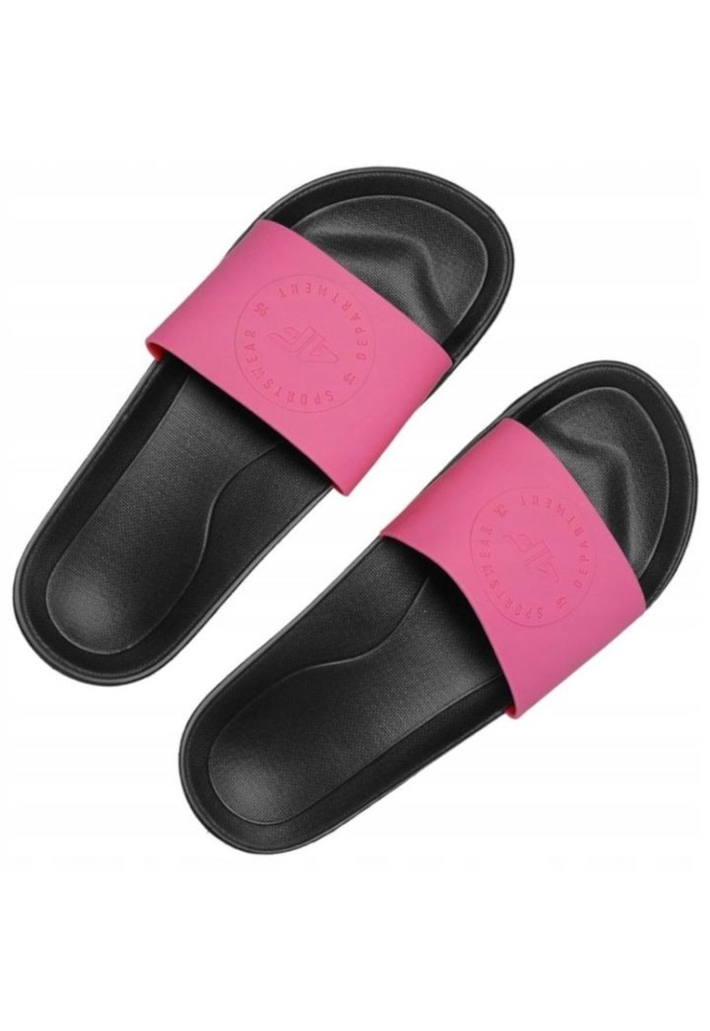 Papuci dama - Material sintetic - Negru/Roz - Negru/Roz