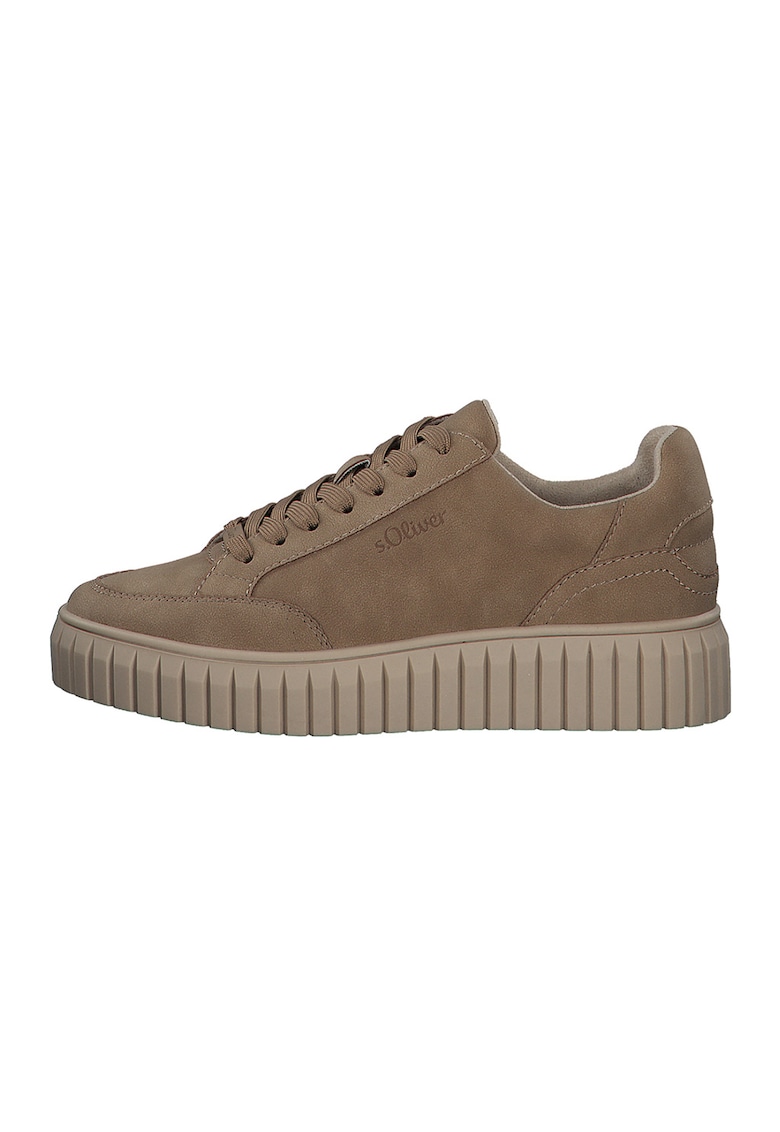 Pantofi sport flatform din piele ecologica - Maro camel
