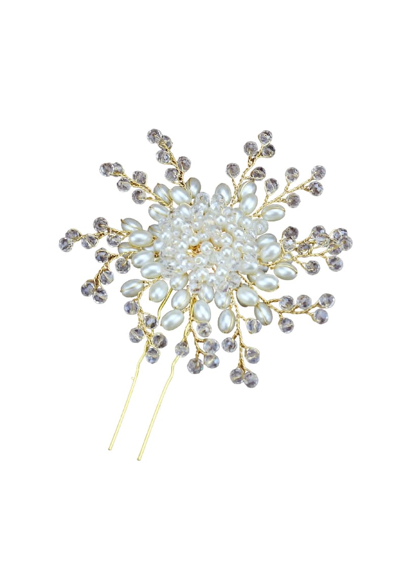 Accesoriu de par - auriu - tip ac - cu perle si margelute - Cory C9 -