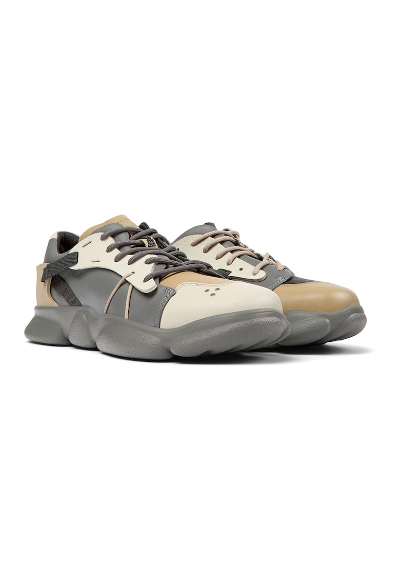 Pantofi sport din piele cu aspect contrastant