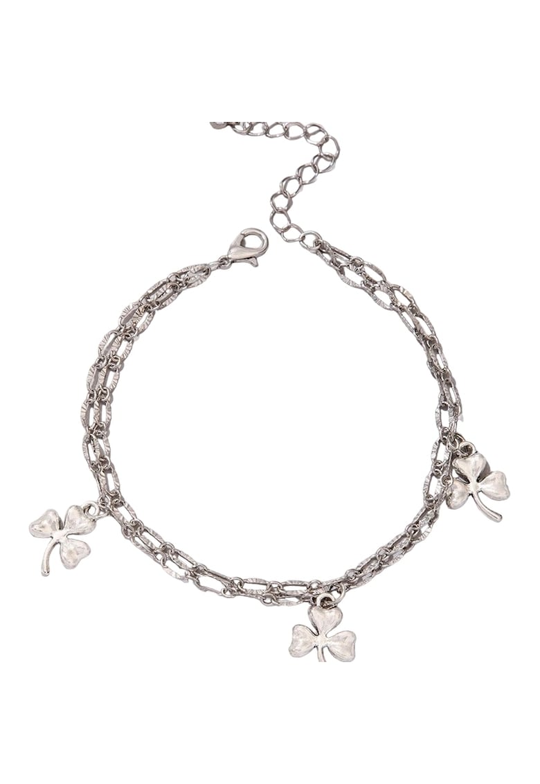 Bratara argintie - de picior - cu zale si trifoi - Cissel C18 -