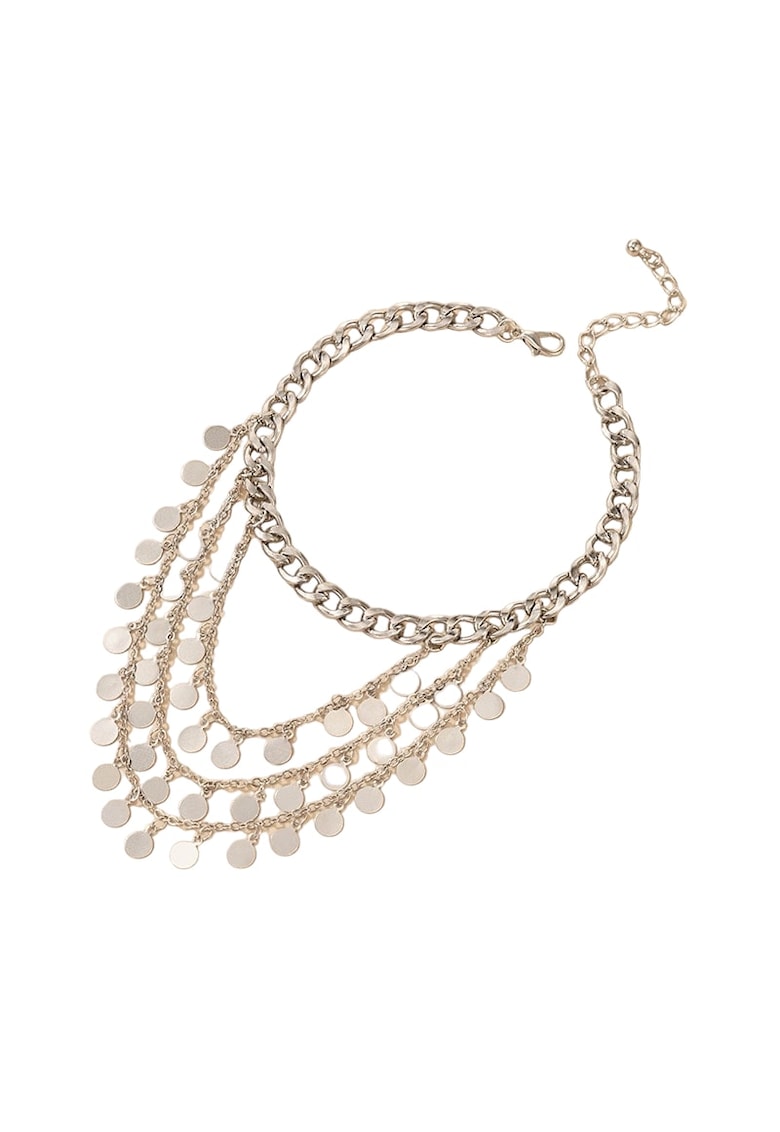 Bratara de picior - argintie - cu lanturi si banuti - Chelsea C33 -