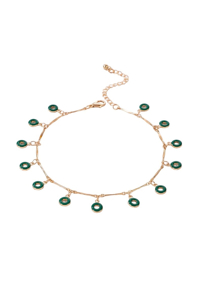 Bratara de picior - aurie - cu cerculete verzi - Chelsie C33 -