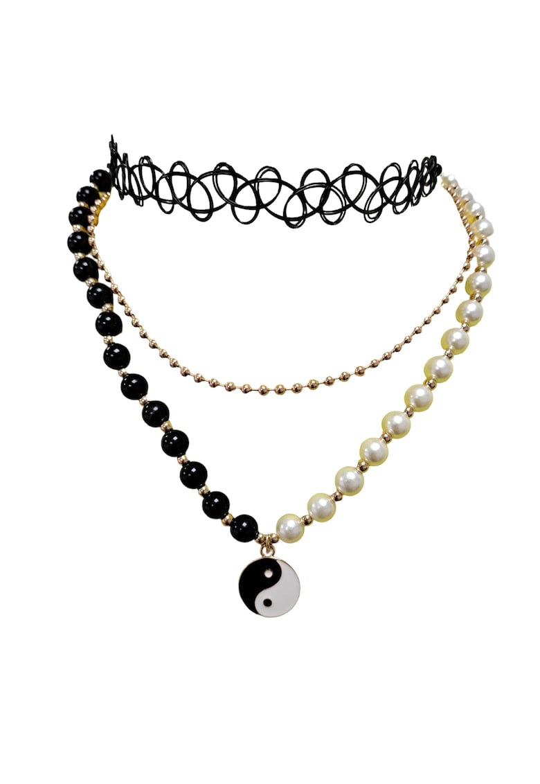 Set 3 coliere aurii - cu choker si perle - Connie C12 -