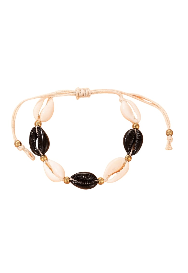 Bratara de picior - bej - cu scoici negre - Cintia C1 -