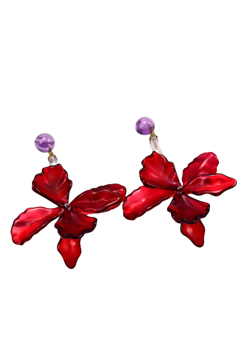 Cercei rosii - forma de floare - Delphine C1 -