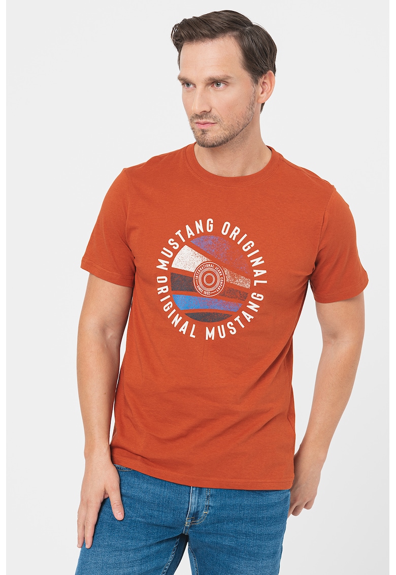 Tricou cu decolteu la baza gatului si imprimeu