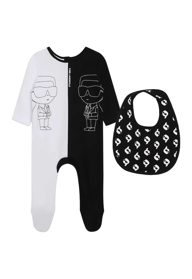 Karl Lagerfeld Kids Set de pijama cu imprimeu logo si bavetica