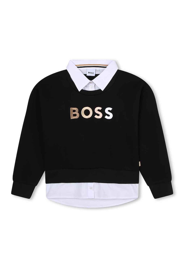 BOSS – Bluza sport cu imprimeu logo si guler si terminatie contrastante BOSS Kidswear