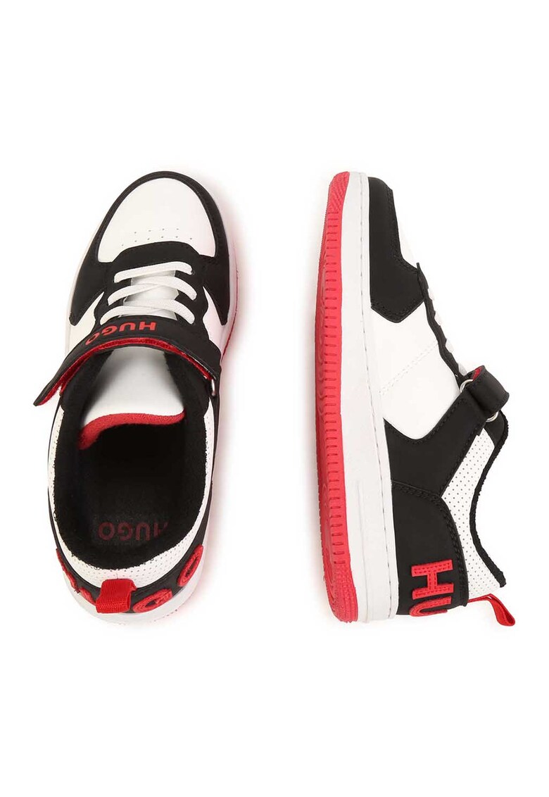 Pantofi sport de piele ecologica cu aspect contrastant